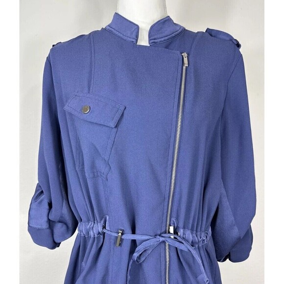 Chico's Navy  Front Zip Sheer Back Anorak Jacket Size  2 (Large) - Picture 10 of 15